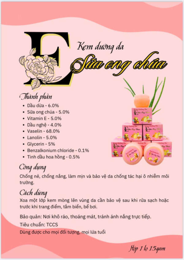 ĐIỂM NỔI BẬT CỦA KEM DƯỠNG DA SỮA ONG CHÚA